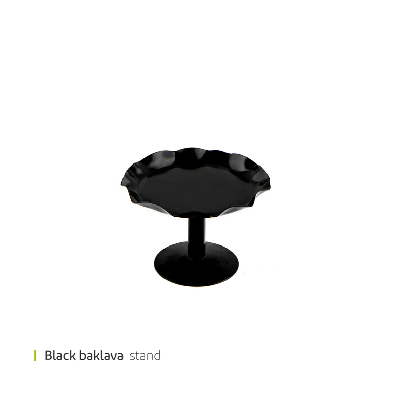 White Plate Baklava Dish Black Pedestal 13.5