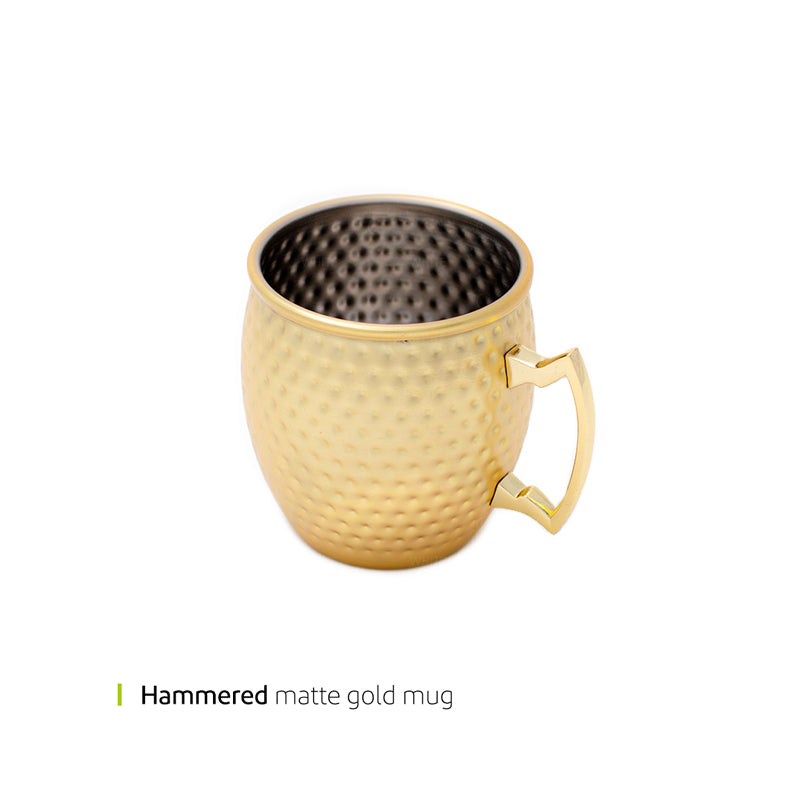 White Plate Mug Hammered Mug 500Matte Gold