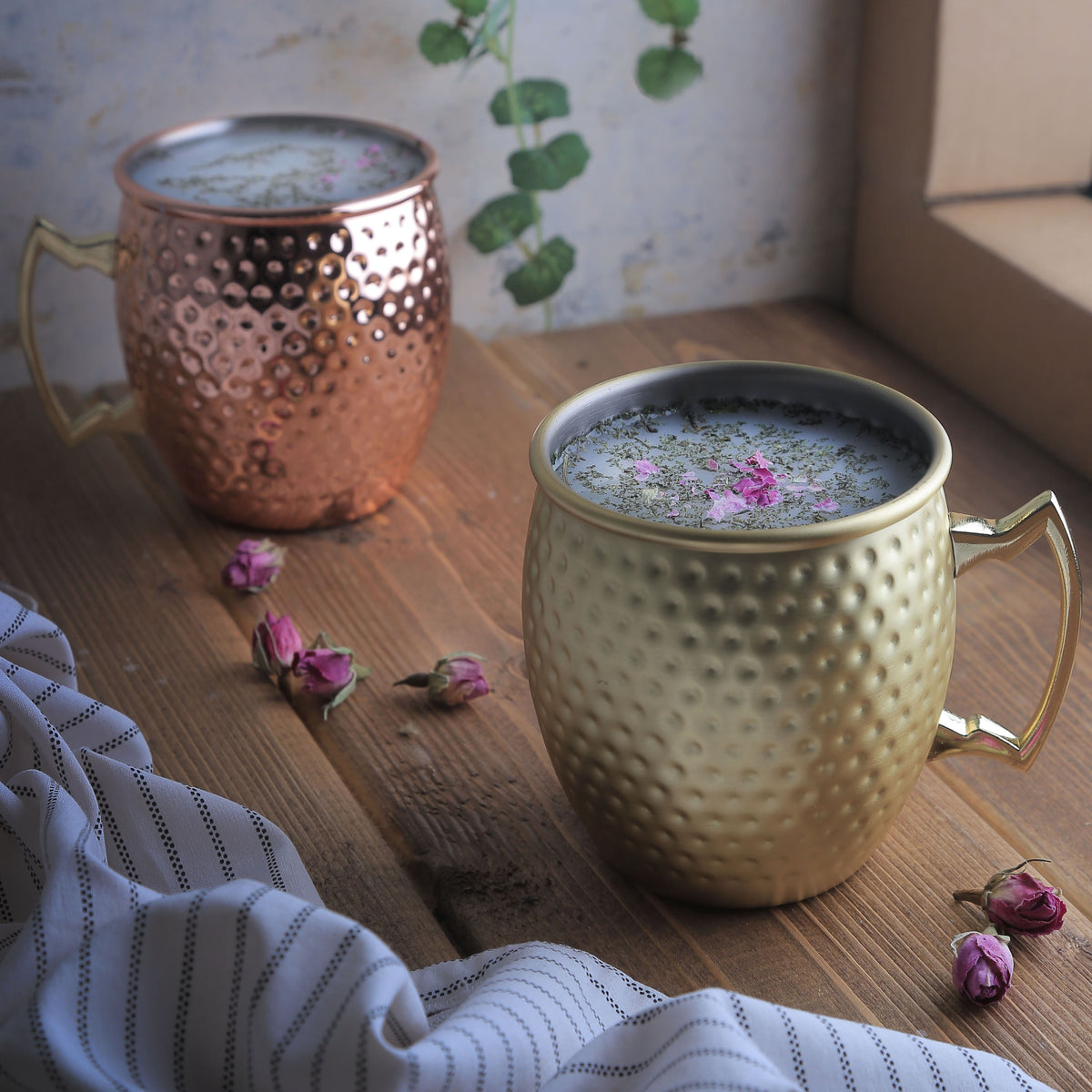 White Plate Mug Hammered Mug 500Matte Gold