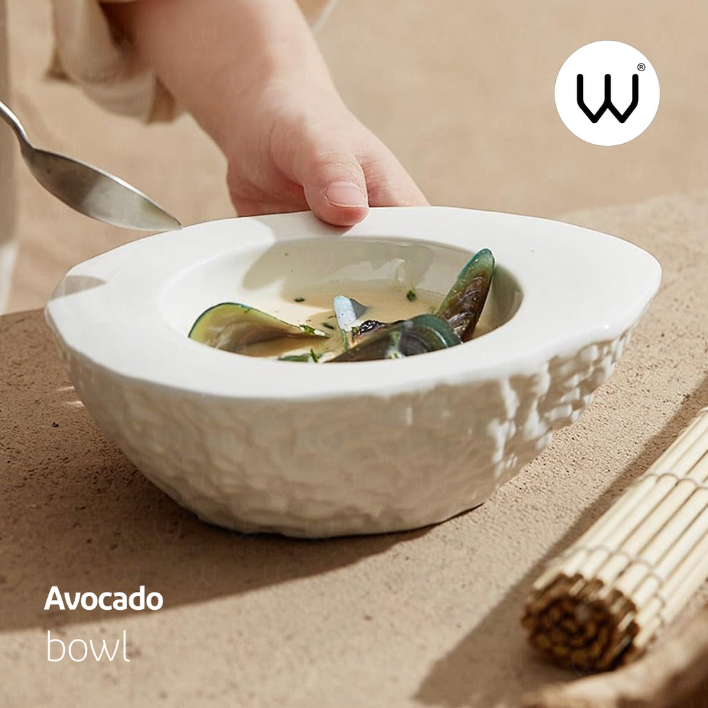 White Plate Bowl Oval 20*15(w1002) Avocado Gloss White