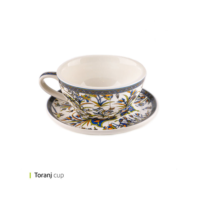 White Plate Cup & Saucer Cappuccino Toranj Single