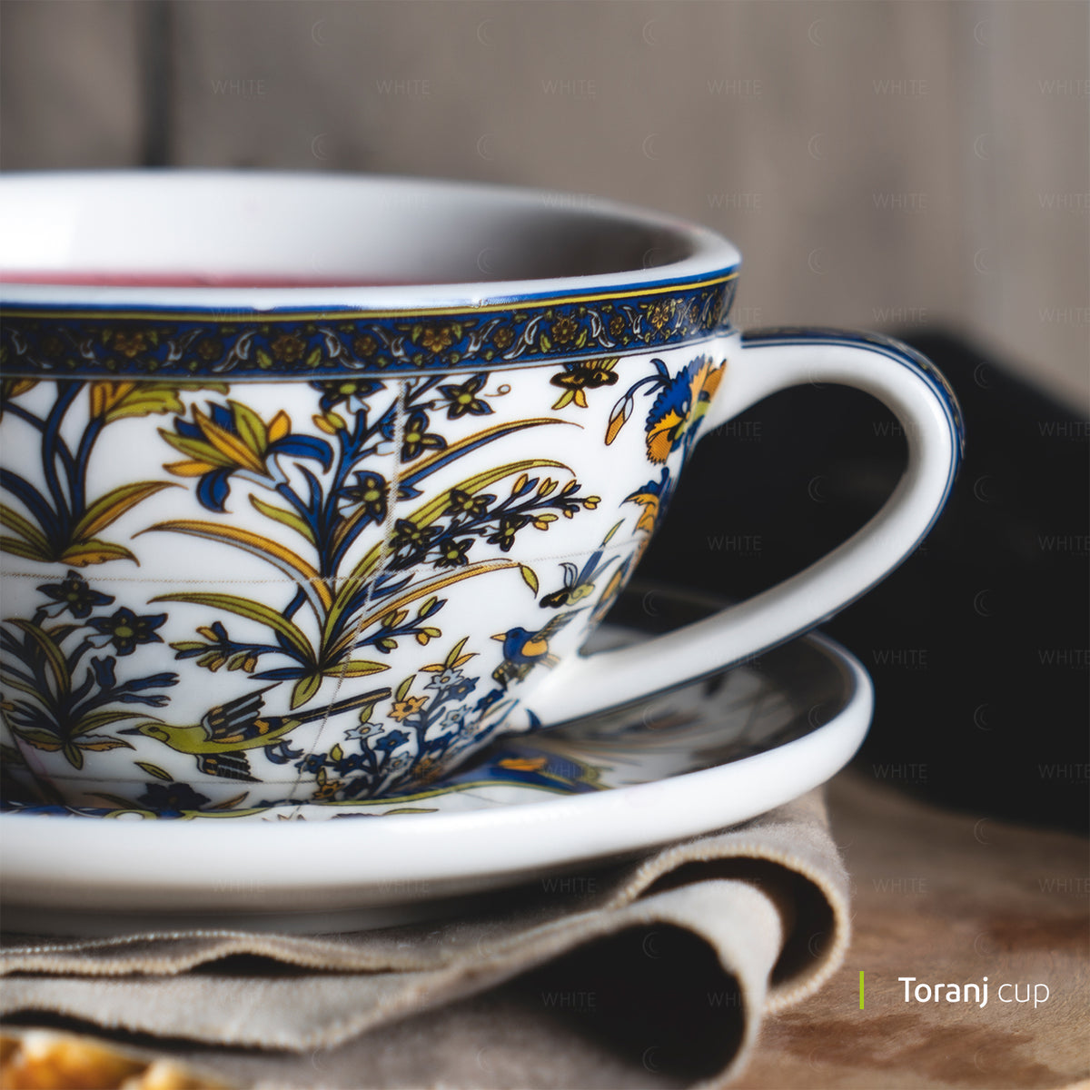 White Plate Cup & Saucer Cappuccino Toranj Single
