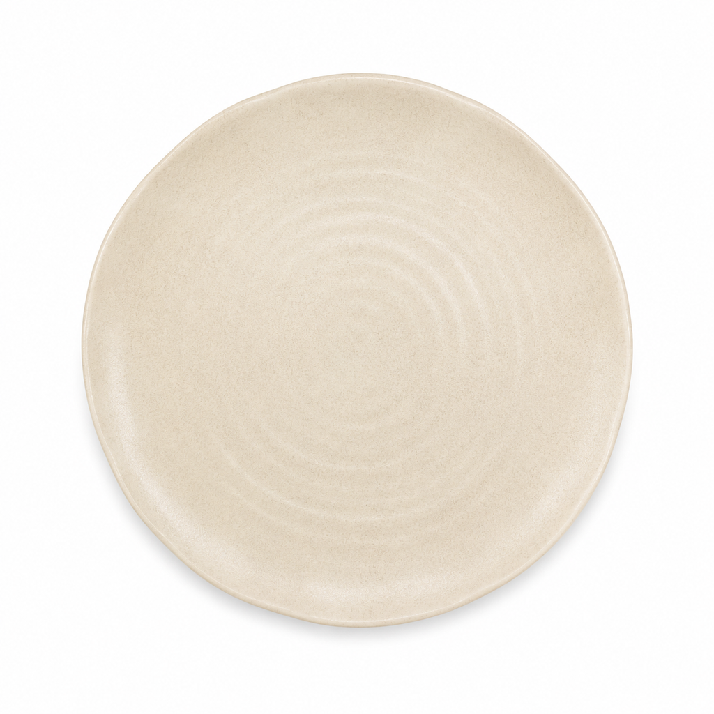 White Plate Flat Round Plate 33 View Cream Sand