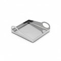 White Plate Baklava Dish Square 14*14 Ring Handle Polished Inside Brushed Outside