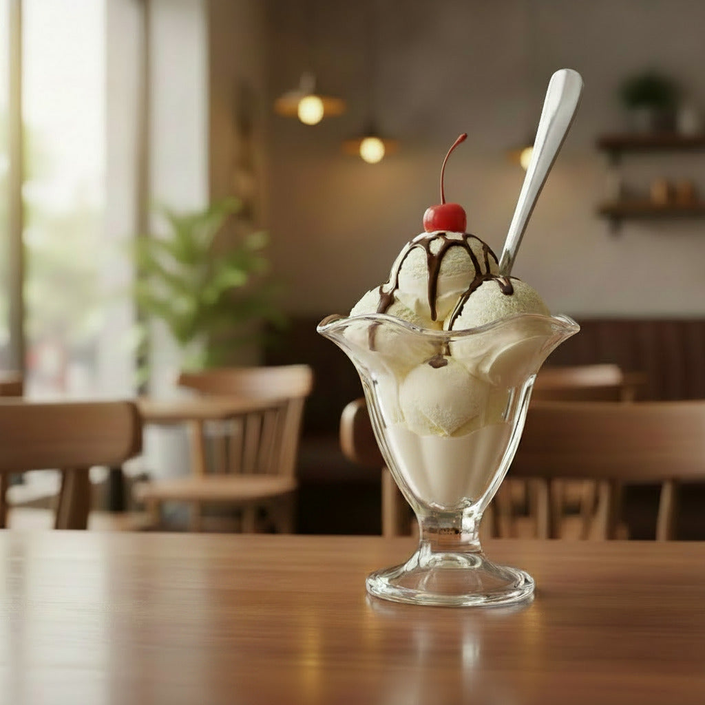 White Plate Damas Polished Ice Cream Spoon Silver