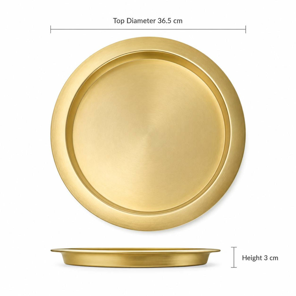 White Plate Tray 36Matte Gold