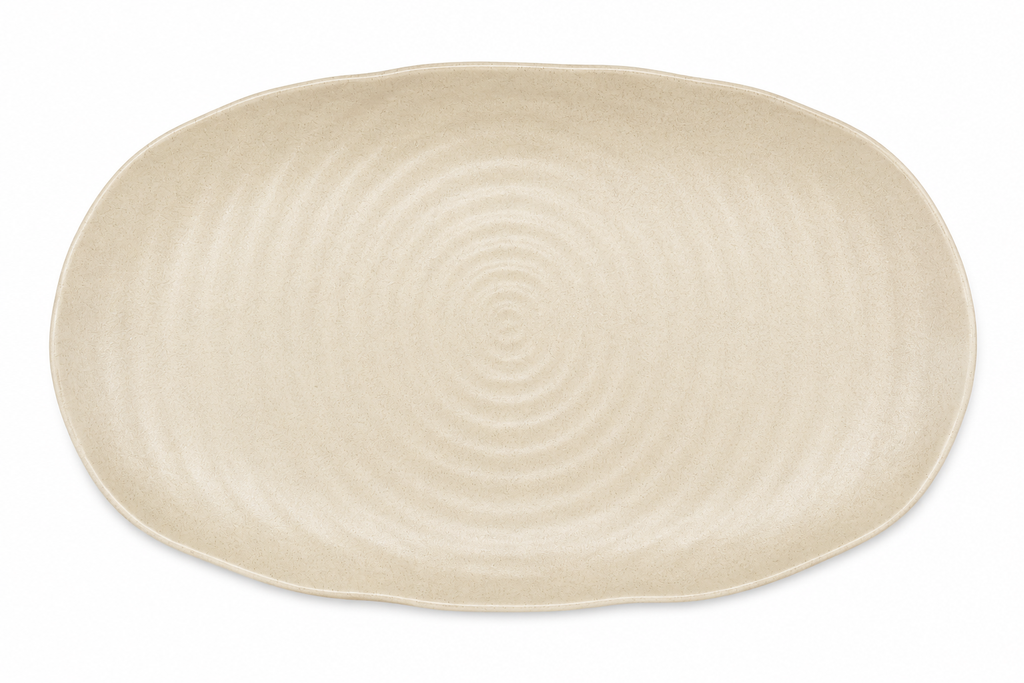 White Plate Serving Dish Oval 36.5*22 View Cream Sand