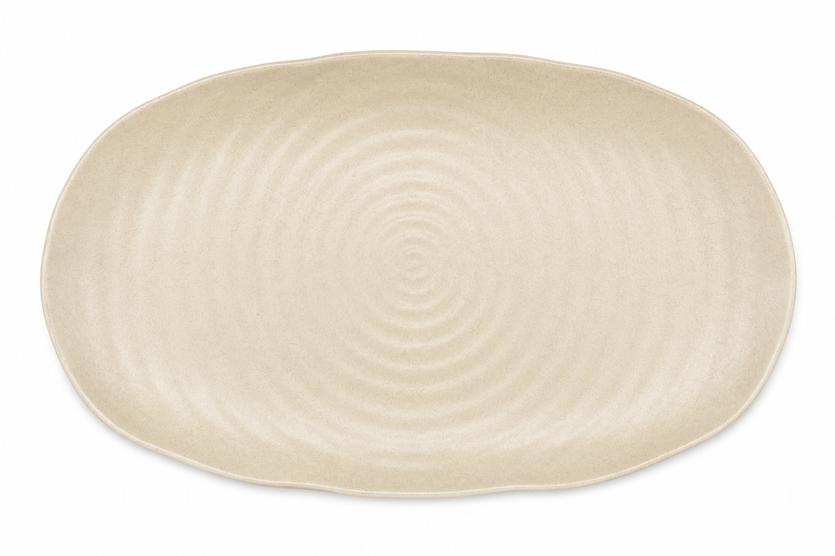 White Plate Serving Dish Oval 36.5*22 View Cream Sand