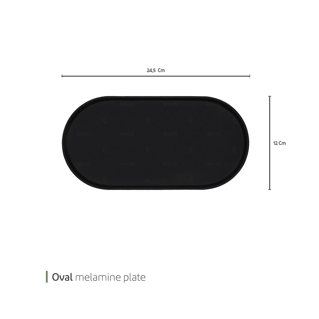 White Plate ML Rest Oval Shallow 25*12.5 Black ir
