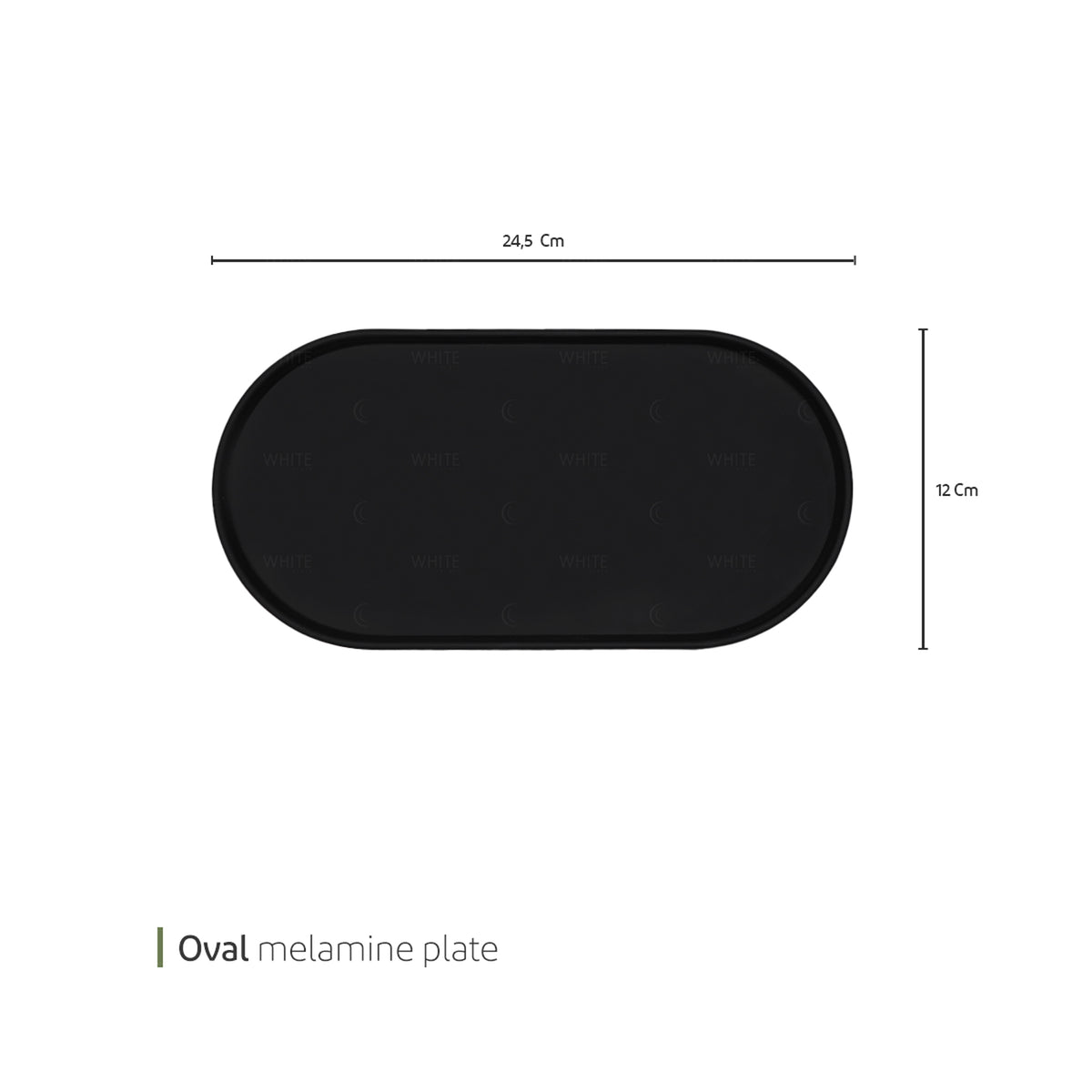 White Plate ML Rest Oval Shallow 25*12.5 Black ir