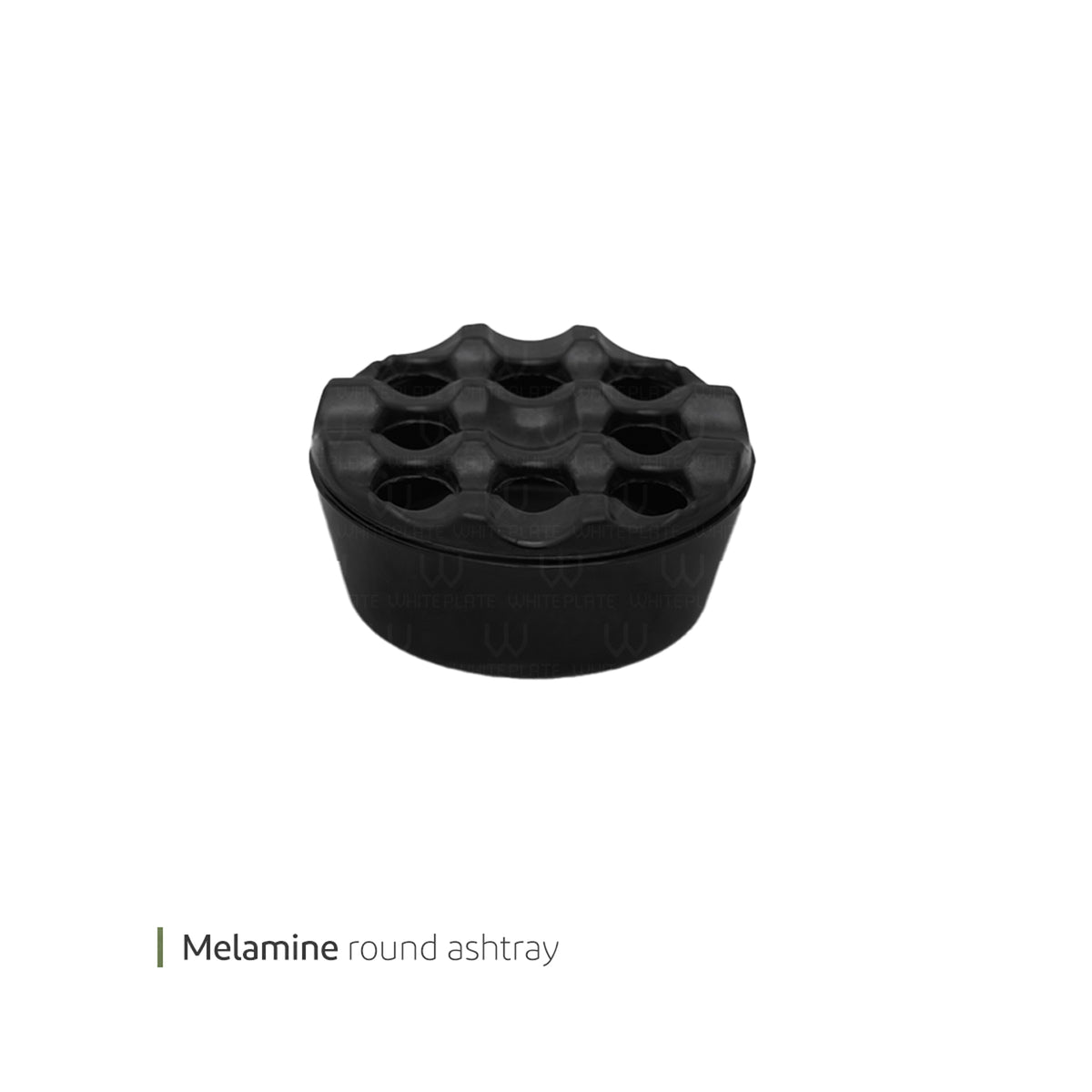 White Plate ML Ashtray Round 9 Lidded Black