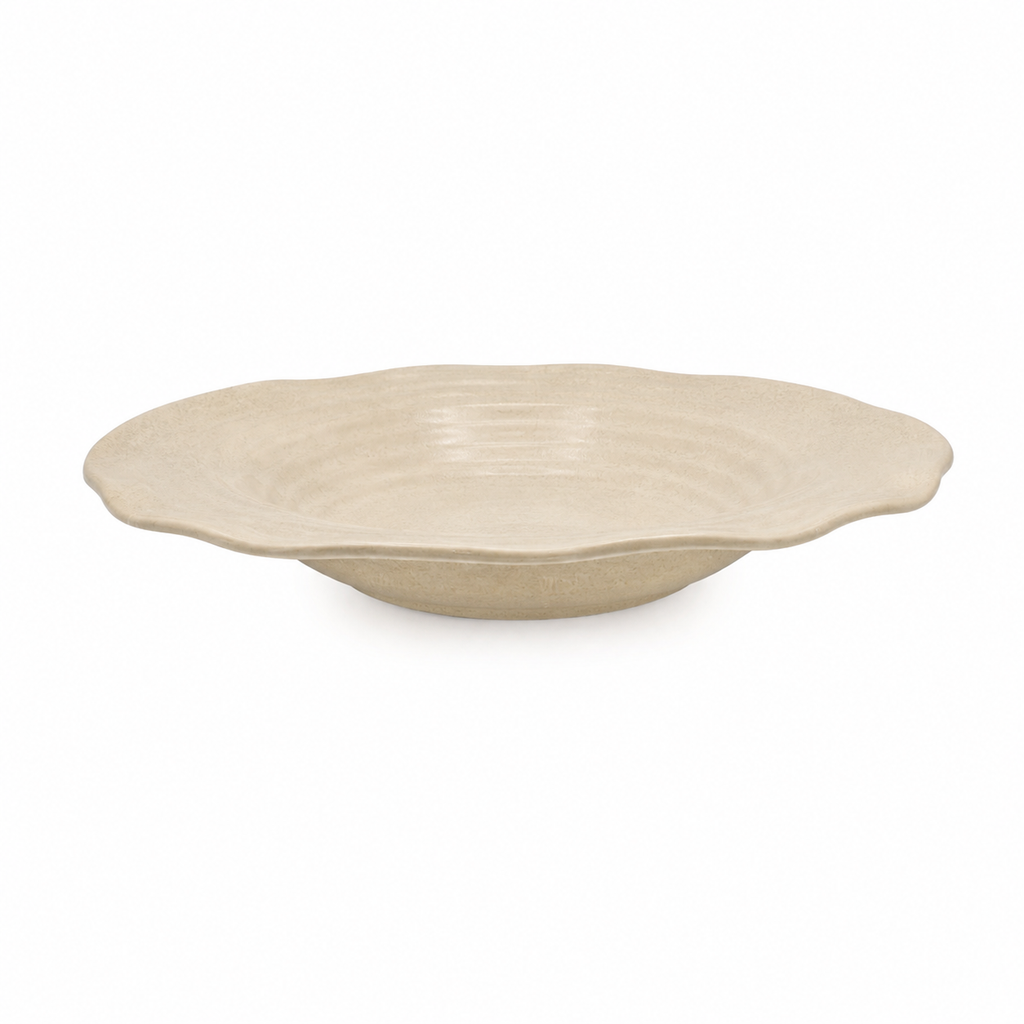 White Plate Deep Plate 29*25 View Sand White Wavy Design
