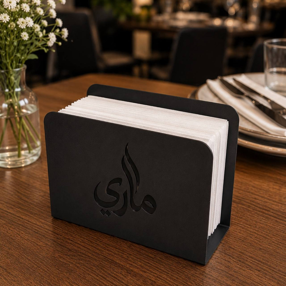 White Plate Napkin Holder Metal Simple