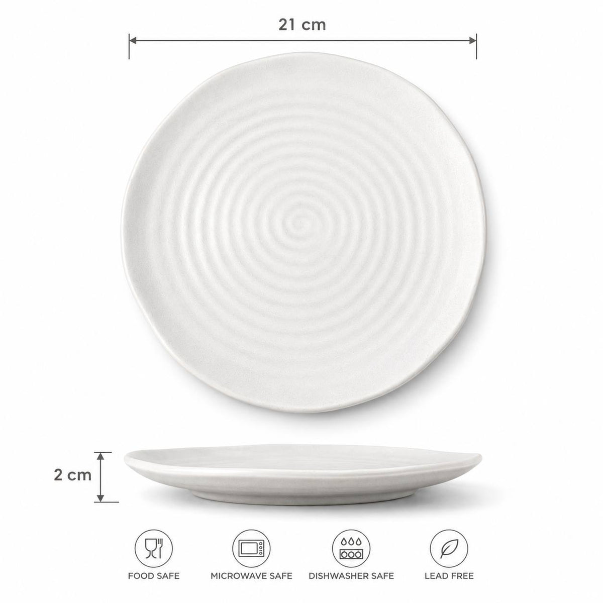 White Plate Side Plate Round 21 View Matte White
