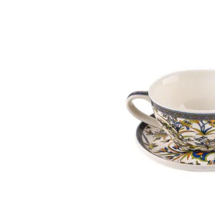White Plate Cup & Saucer Cappuccino Toranj Single